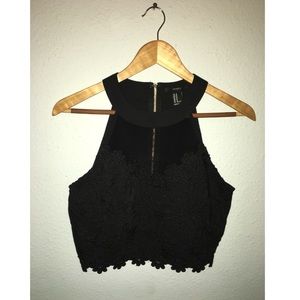 Forever 21 Black Lace Crop Top